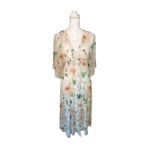 FARM Rio Dresses & Skirts - Farm Rio Dahlia Floral Crochet Trim Maxi Dress, Size XS